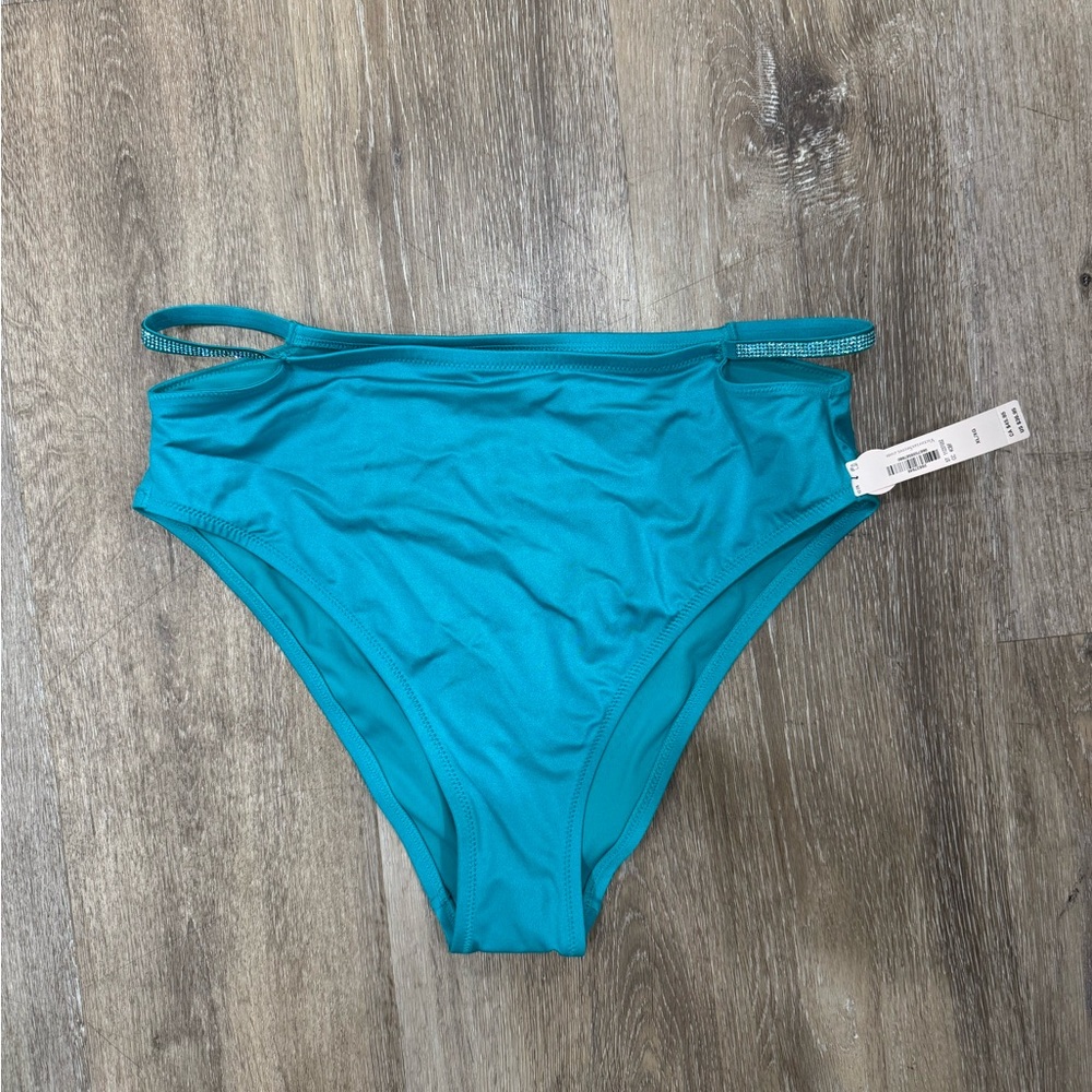 Shine Strap High-Waisted Bikini Bottom
